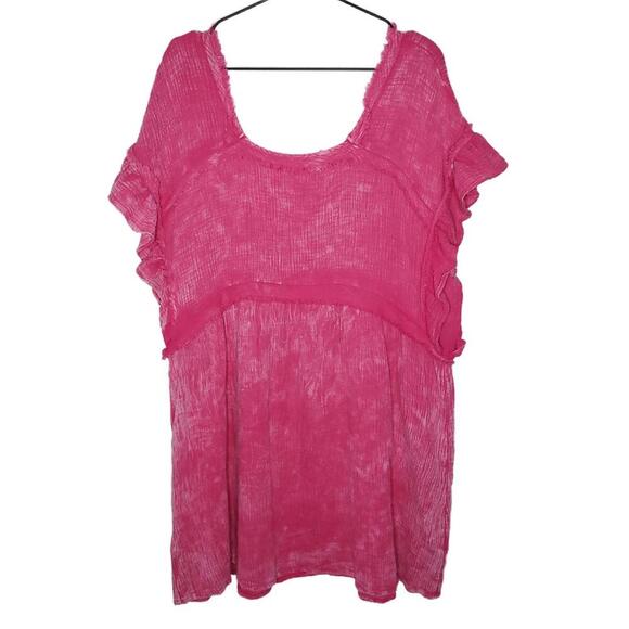 BiBi Women's Sz XL Pebbled Hot Pink Baby-doll Mini Dress(1741) - Picture 1 of 7